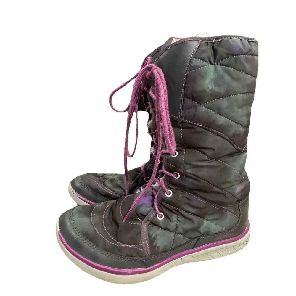 Merrell Pechora Lace-Up Winter Boots Dragonfly Nylon Leather Lined Women Size 8